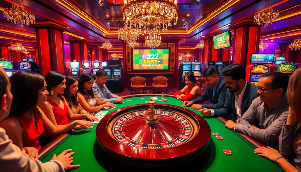 Experience the thrill of high-stakes gambling at https://www.222bd.app/ with roulette tables and vibrant casino lights.